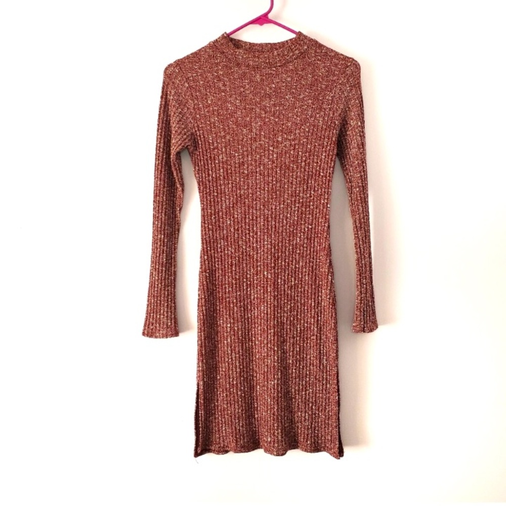 Boohoo Sweater Dress Small Red White Long Sleeves